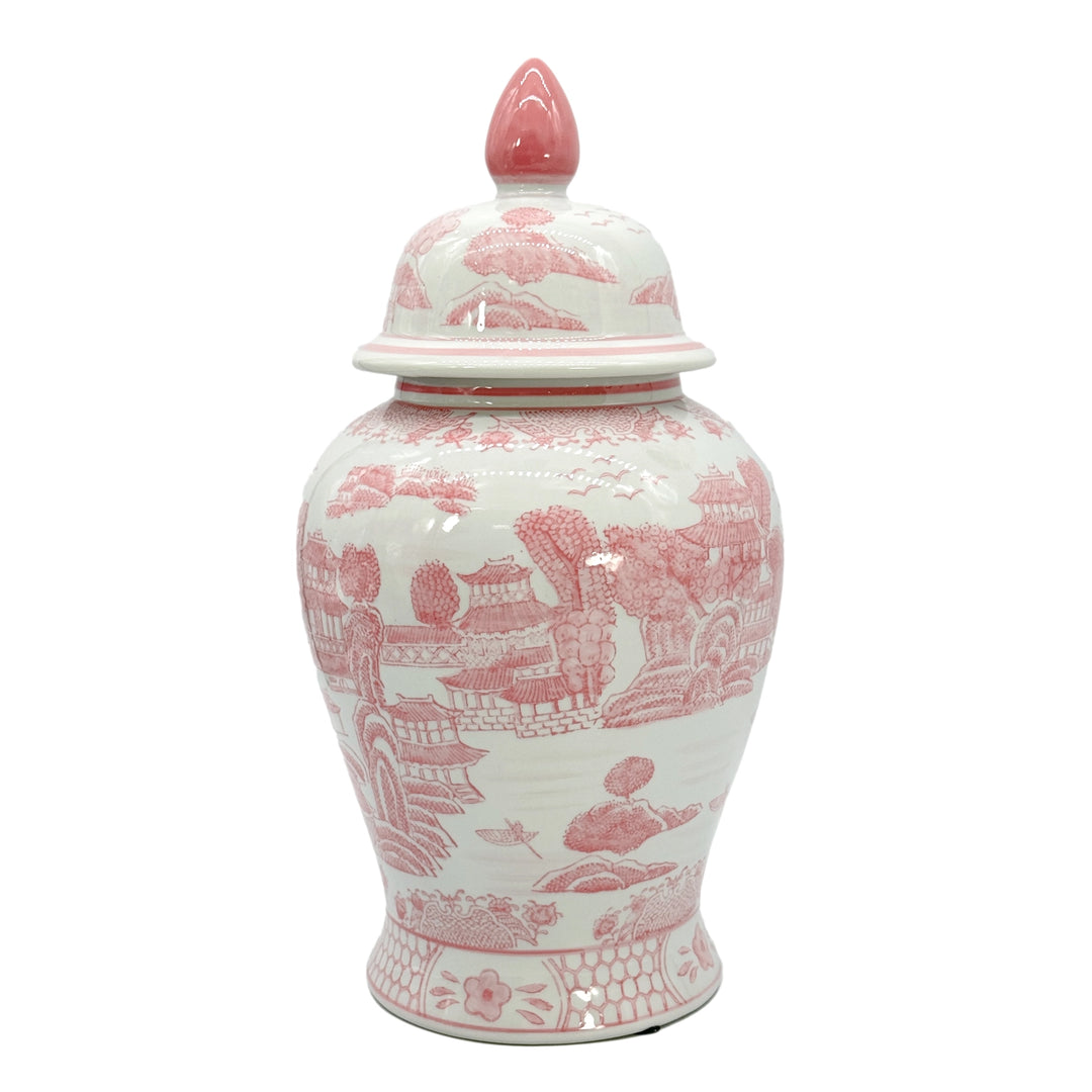 Pink Chinoiserie Ceramic Decorative Tea & Ginger Jar
