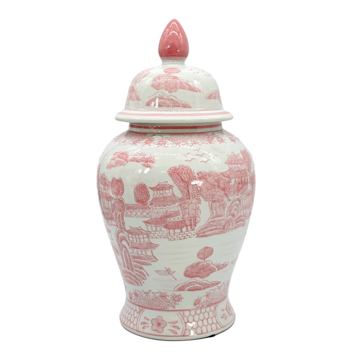 Pink Chinoiserie Ceramic Decorative Tea & Ginger Jar