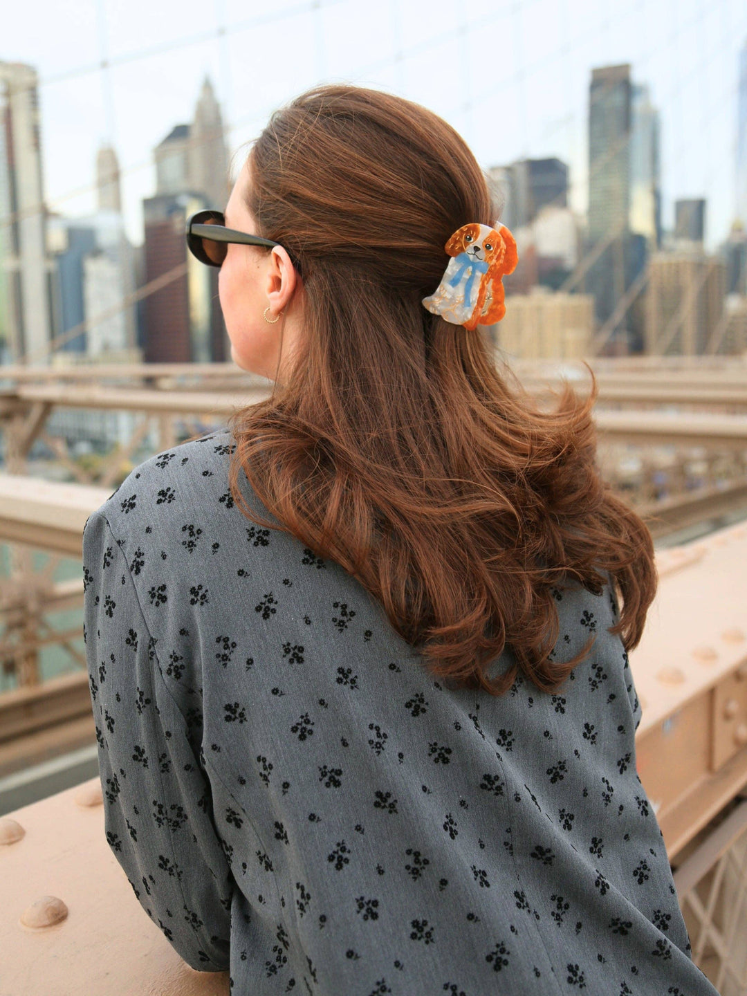 Solar Eclipse Hand-Painted King Charles Claw Hair Clip