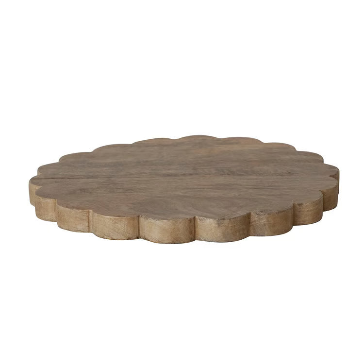 Hazel Mazel Scalloped Hand-Carved Mango Wood Serving Board