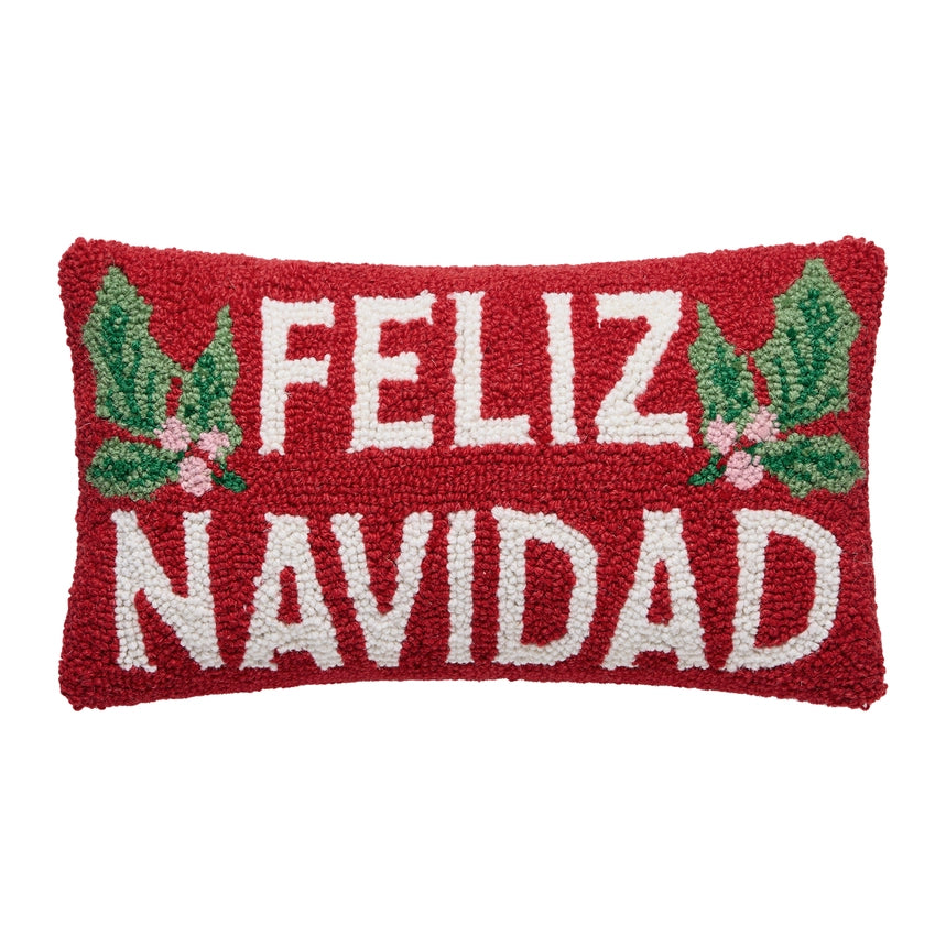 Peking Handicrafts Feliz Navidad Hook Pillow