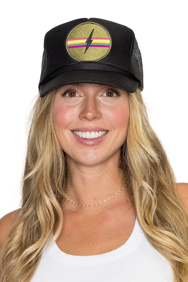 Black Electric Rainbow Trucker Hat
