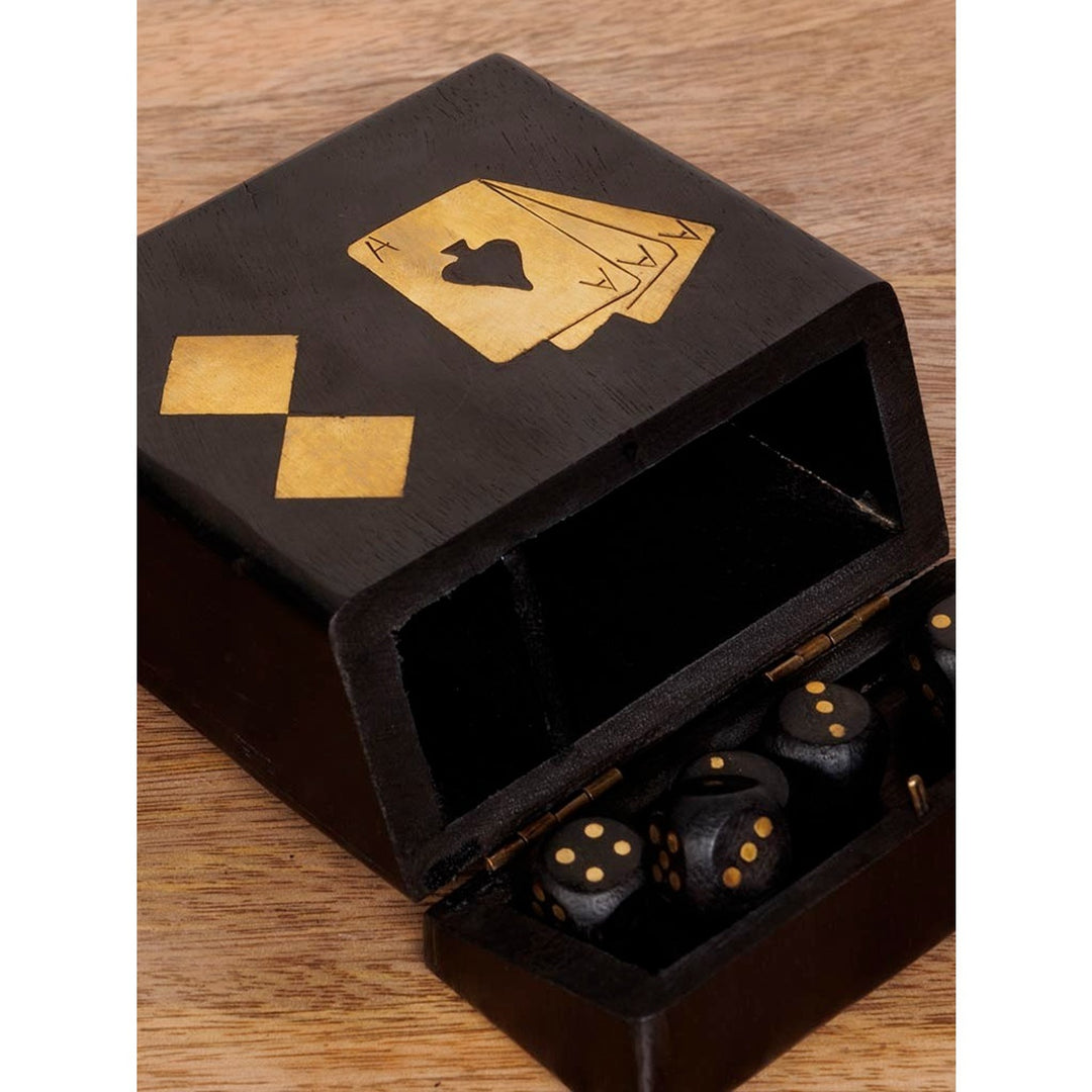 Wooden Cards and Dice Box