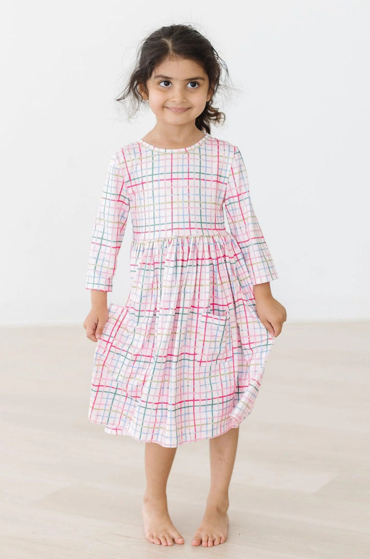 Mila & Rose Pink Plaid Pocket Twirl Dress
