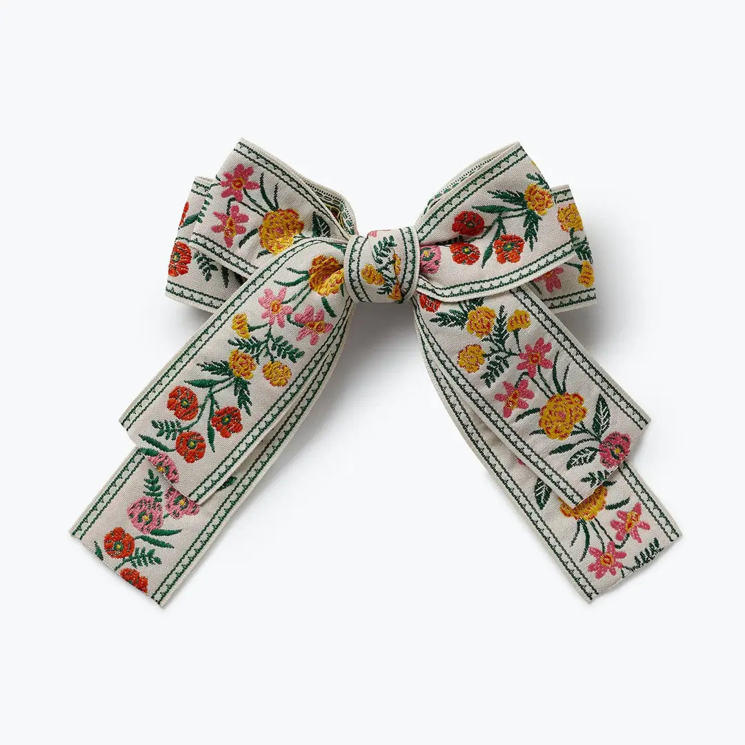 Rifle Paper Co. Garden Study Jacquard Ribbon Bow Clip