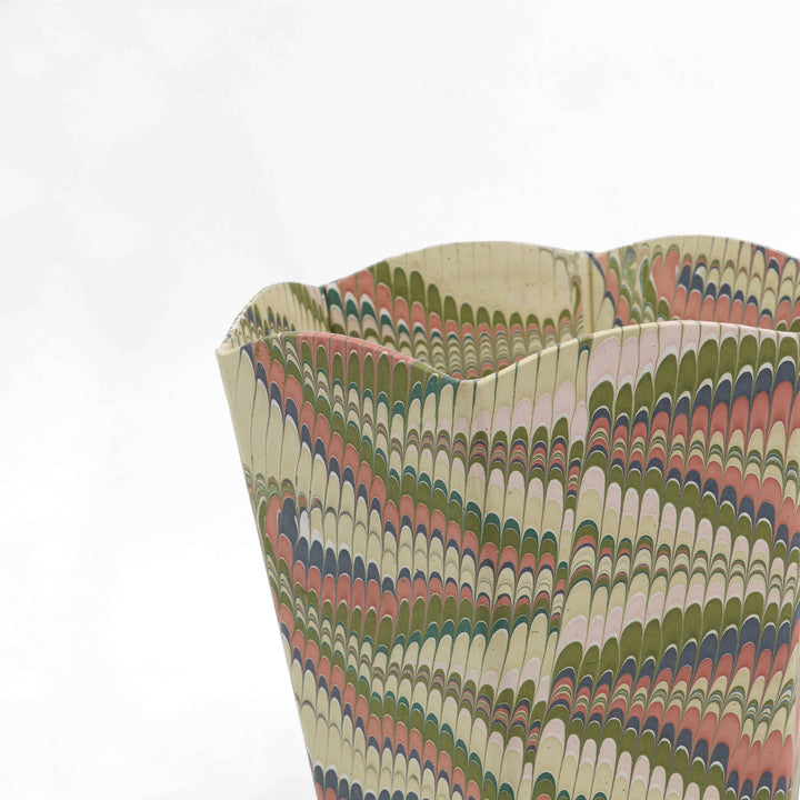 Craft Boat Marbled Scalloped Collapsible Basket