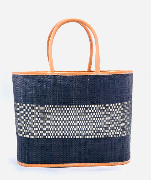 Shebobo - Wynwood Large Straw Basket Bag - Navy