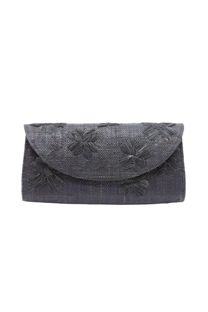 Shebobo Tulum Flower Straw Clutch Purse with Flower Embroidery