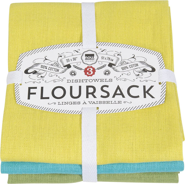 Floursack Kitchen Dish Towels - Chartreuse/Turquoise/Leaf