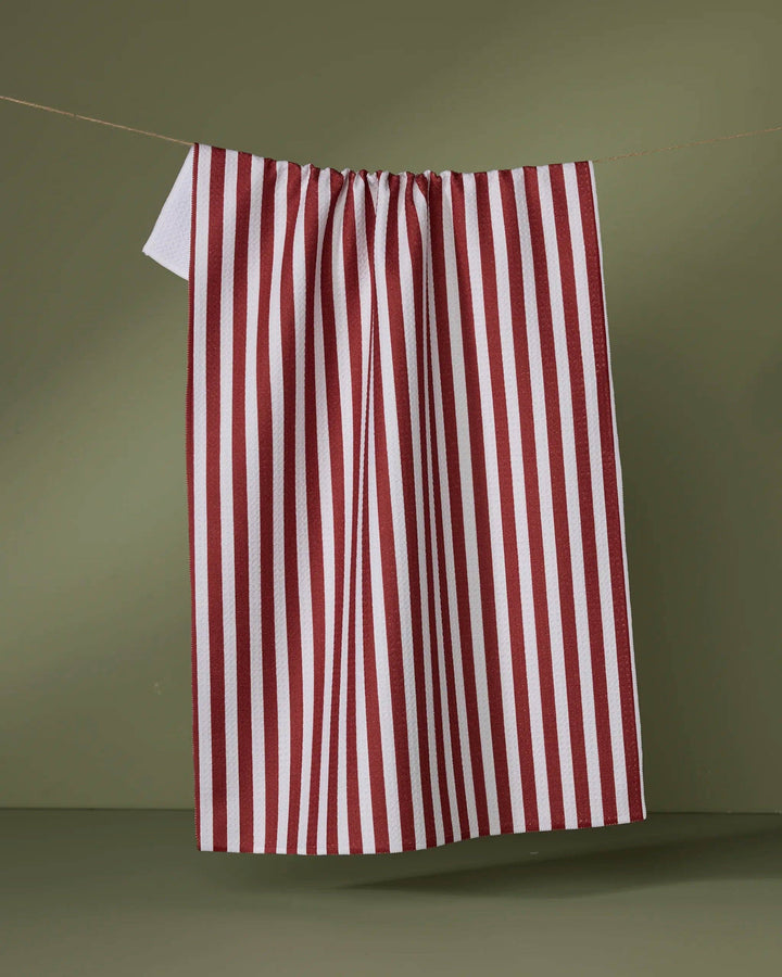 Geometry Ribbon Red Tea Towel
