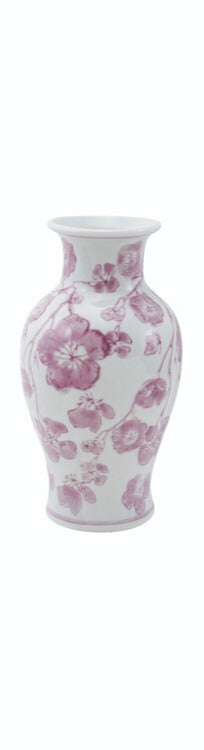 Hazel Mazel Pink Stoneware Vase with Floral Design