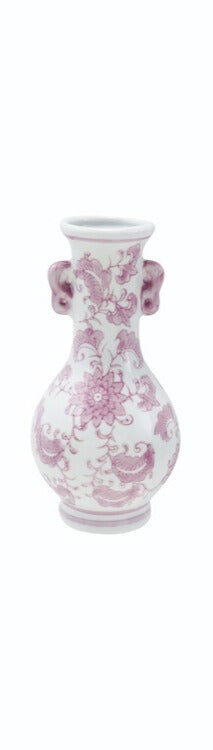 Hazel Mazel Pink Stoneware Vase with Floral Design