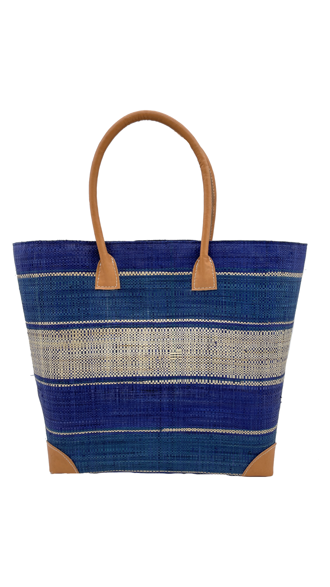 Shebobo - Rayo Stripes Straw Basket Bag - Blue Stripes