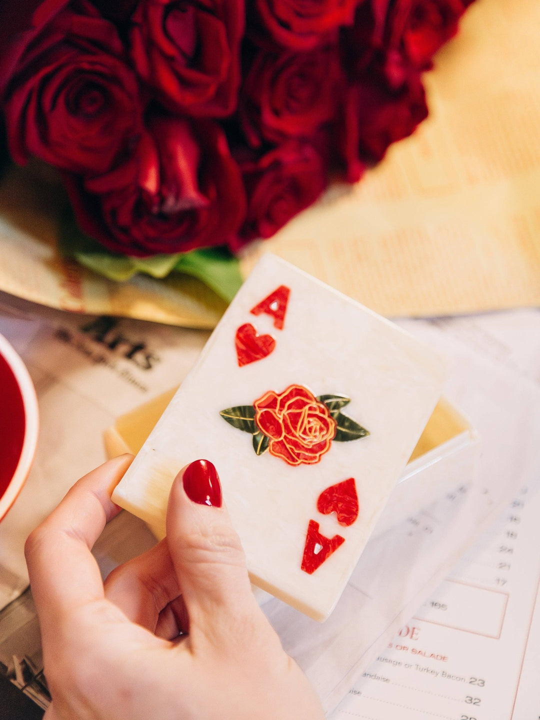 Solar Eclipse Hand-painted Ace of Hearts Heirloom Box