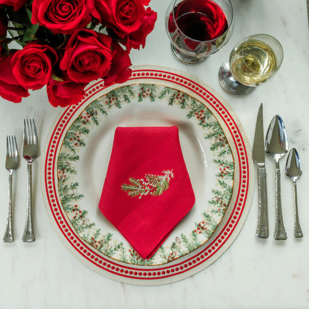 Red Natale Sprig Large Napkin