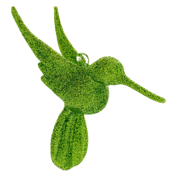 Glitter Hummingbird Glass Ornament