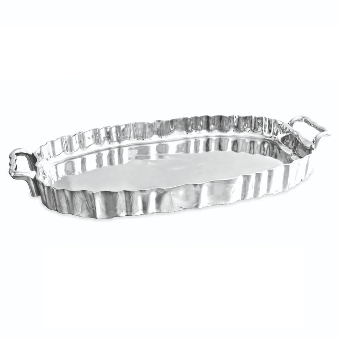 Beatriz Ball Vintage Fluted Oval Tray with Handles