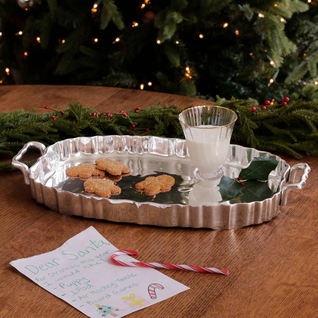 Beatriz Ball Vintage Fluted Oval Tray with Handles