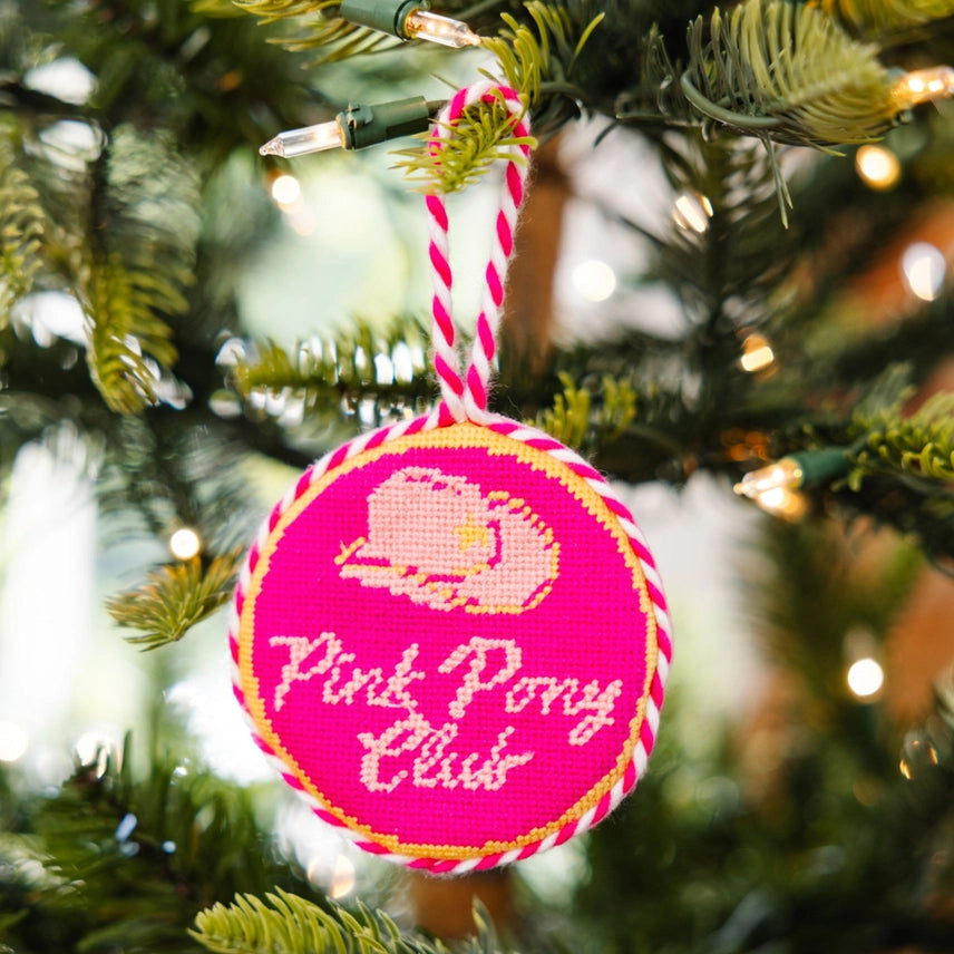 Furbish Studio Pink Pony Club Needlepoint Ornament