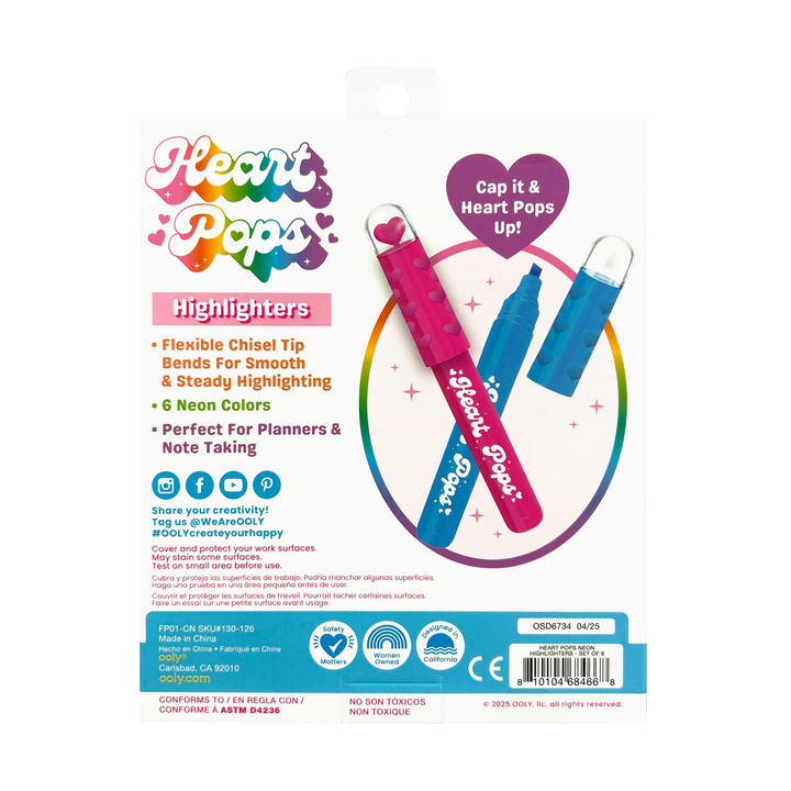 OOLY Heart Pops Neon Highlighters