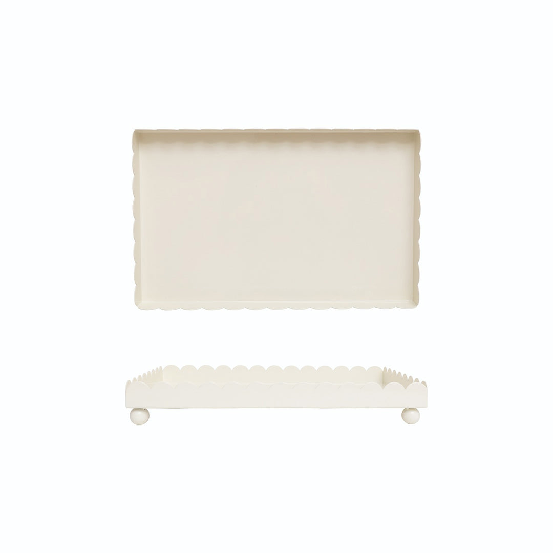 Hazel Mazel Cream Iron Footed Tray