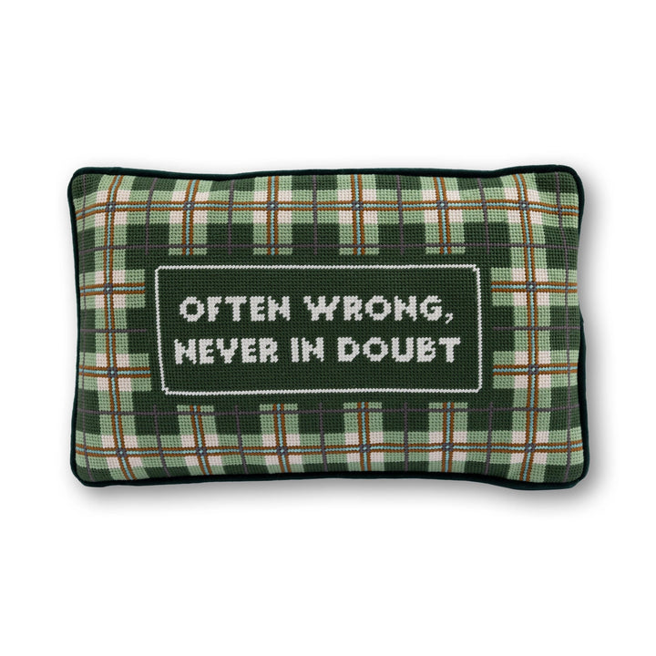 Furbish Studio Often Wrong Needlepoint Pillow