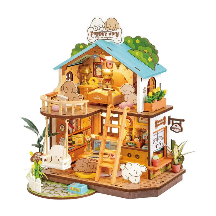 Robotime DIY Miniature House Puzzles Puppy's Cozy Villa