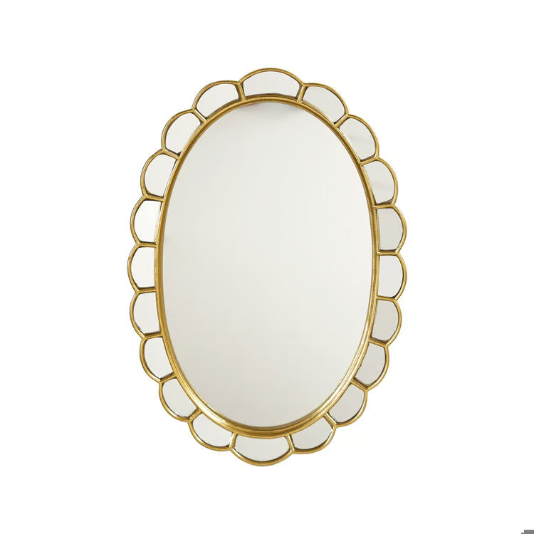 Gold Finish Resin Scalloped Wall Mirror
