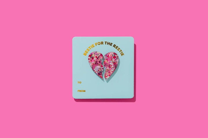 Taylor Elliott Designs Pink Confetti Best Friends Heart Pin Set