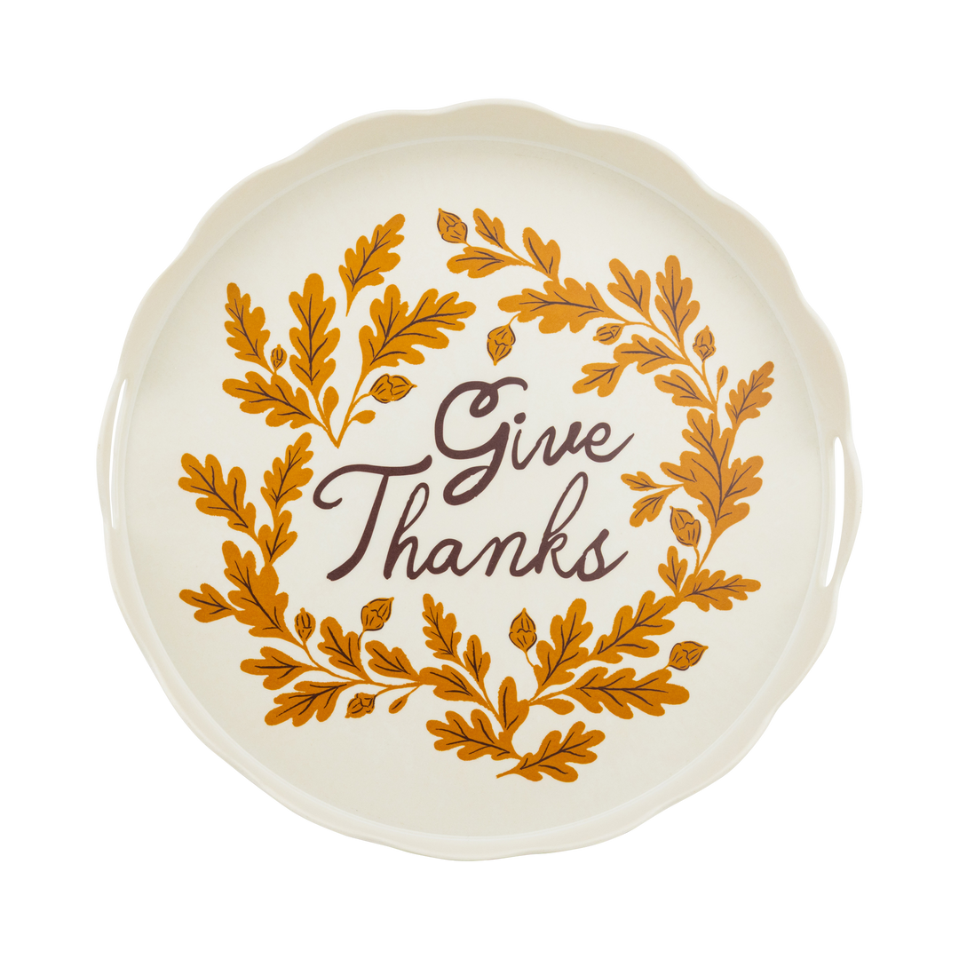 My Mind’s Eye Give Thanks Round Bamboo Tray