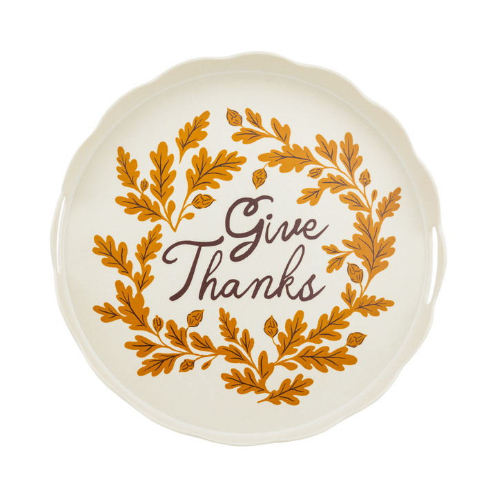 My Mind’s Eye Give Thanks Round Bamboo Tray