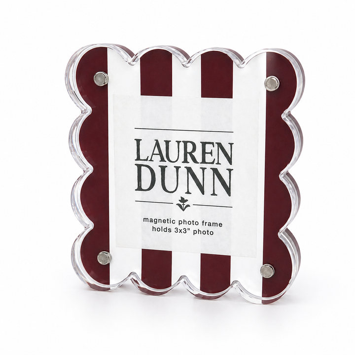 Lauren Dunn Maroon and White Striped Gameday Scalloped Acrylic Frame