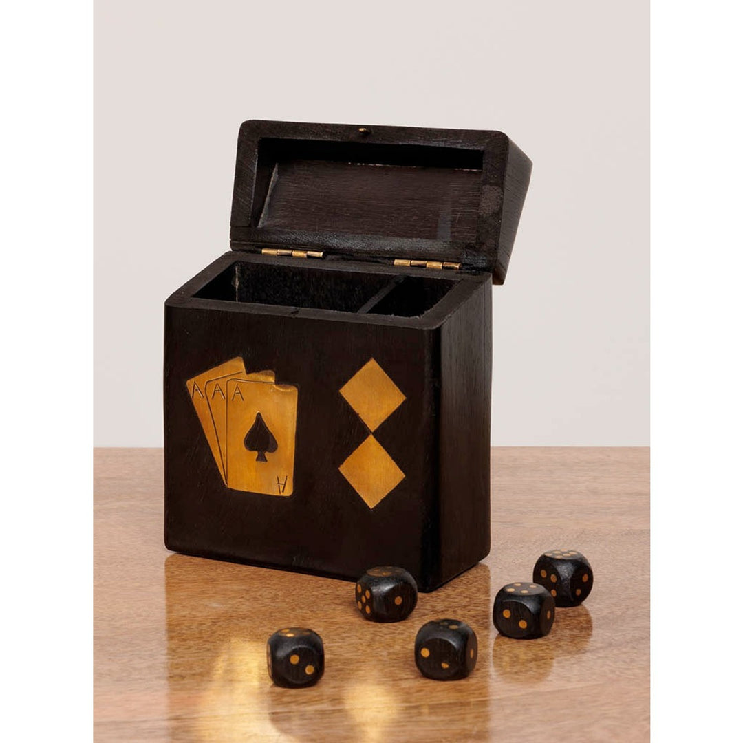 Wooden Cards and Dice Box