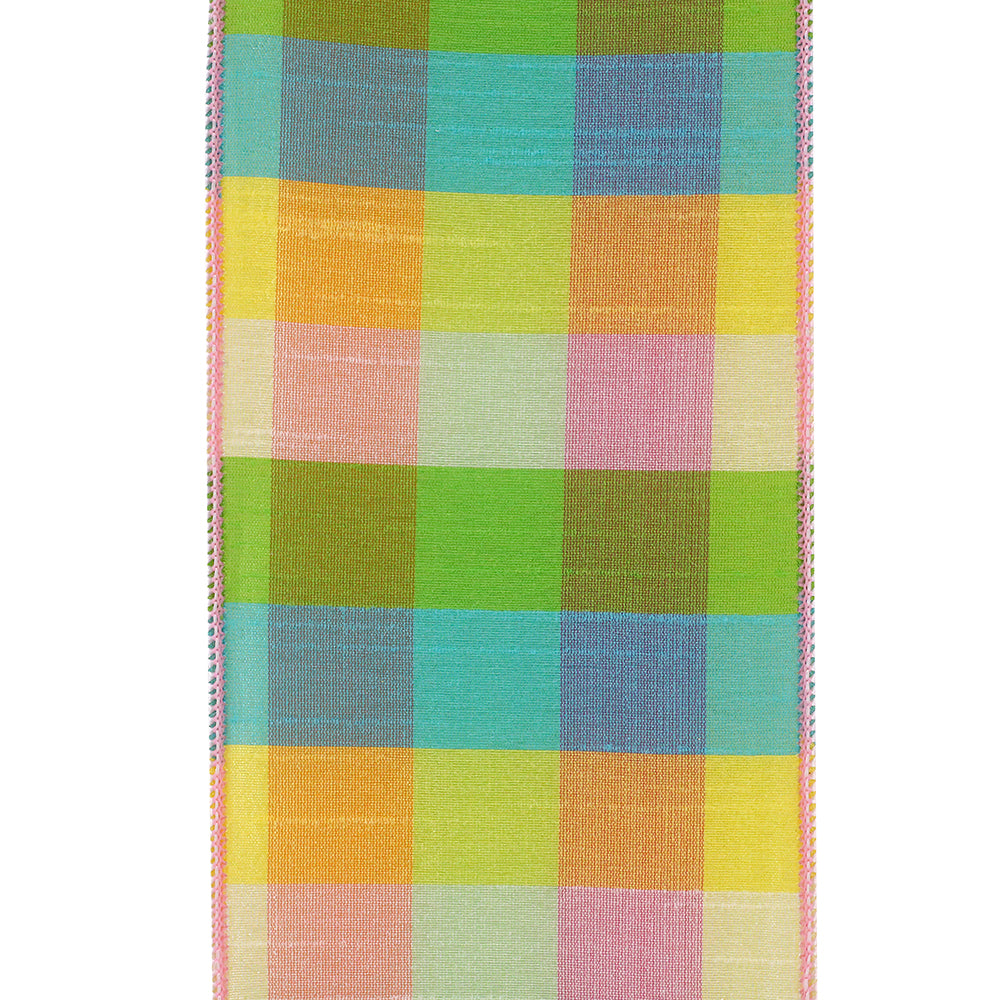 Summer Time Check Grand Wired Edge Ribbon