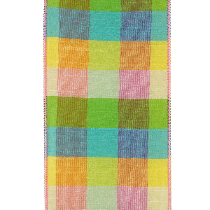 Summer Time Check Grand Wired Edge Ribbon