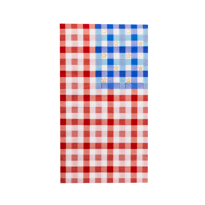 Bonjour Fête American Flag Gingham Paper Guest Towels