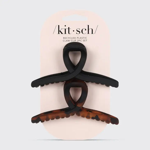 Kitsch - Large Loop Claw Clips 2pc - Black & Tort