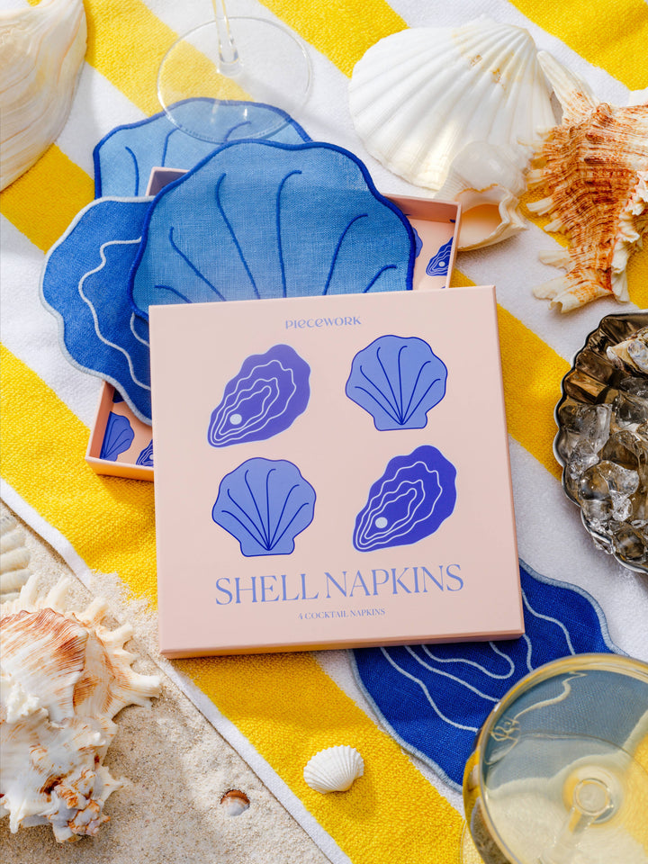 Piecework Puzzles Shell Cocktail Napkins Set Of 4