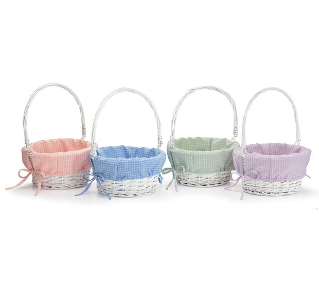 Willow Easter Basket with Plaid Liner - Assorted