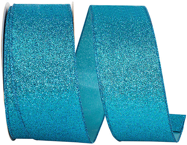 Glitter Aqua Wired Ribbon