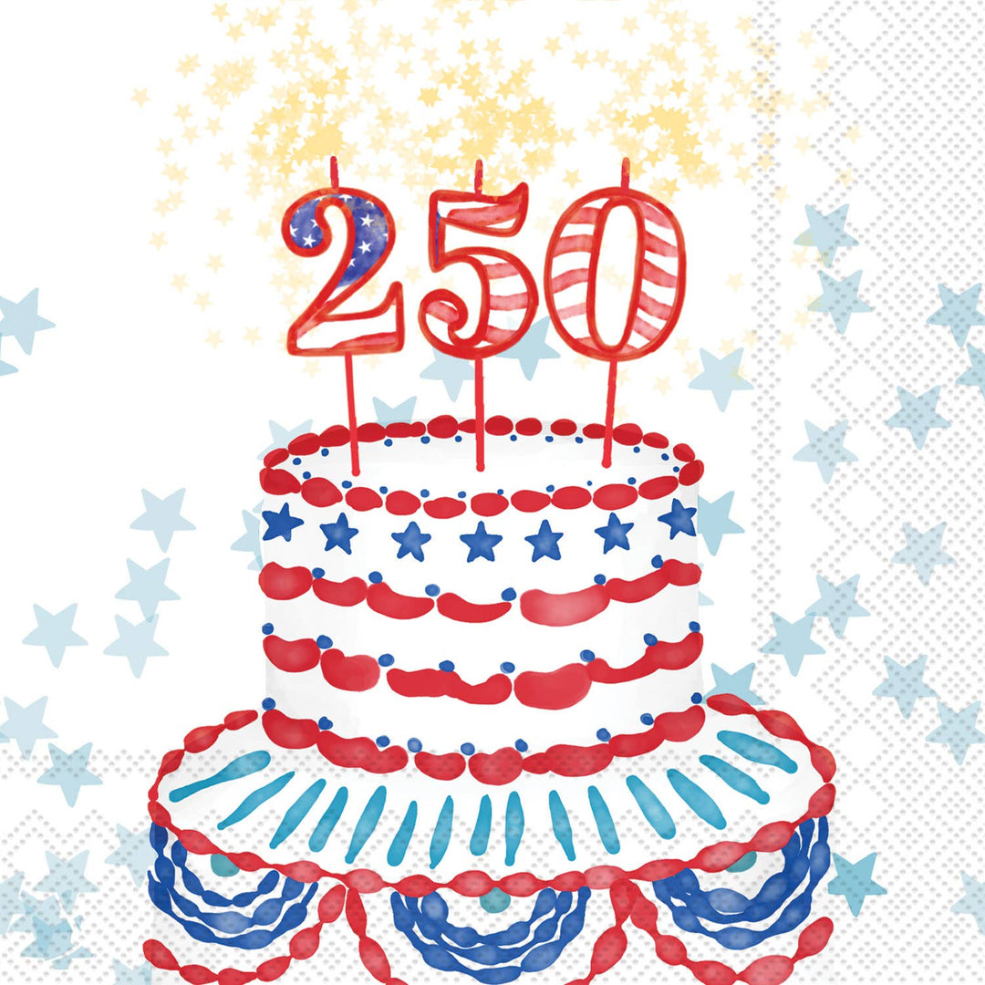 USA 250th Cake Semiquincentennial Paper Cocktail Napkins
