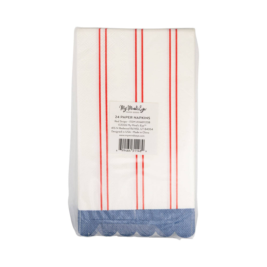 My Mind’s Eye Red Striped Paper Dinner Napkin