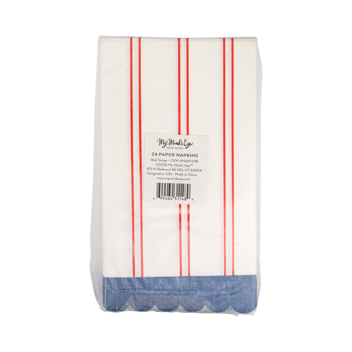 My Mind’s Eye Red Striped Paper Dinner Napkin