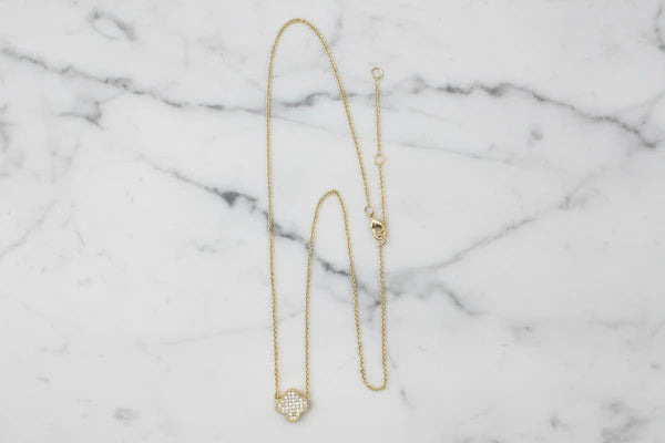 Small Pave Clover Necklace