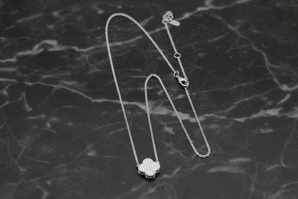 Small Pave Clover Necklace