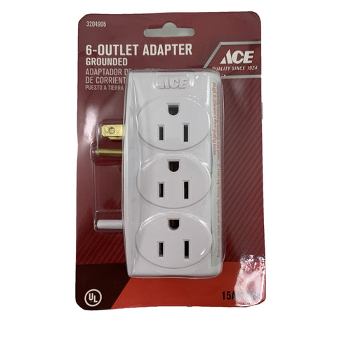 Ace - Grounded 6 Outlet Adapter
