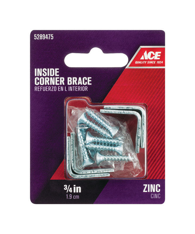 Ace Inside L Corner Brace - 3/4 in. H X 2.75 in. W X 3/4 in. D