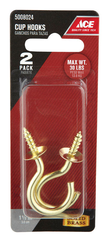 Ace Small Brass Cup Hooks