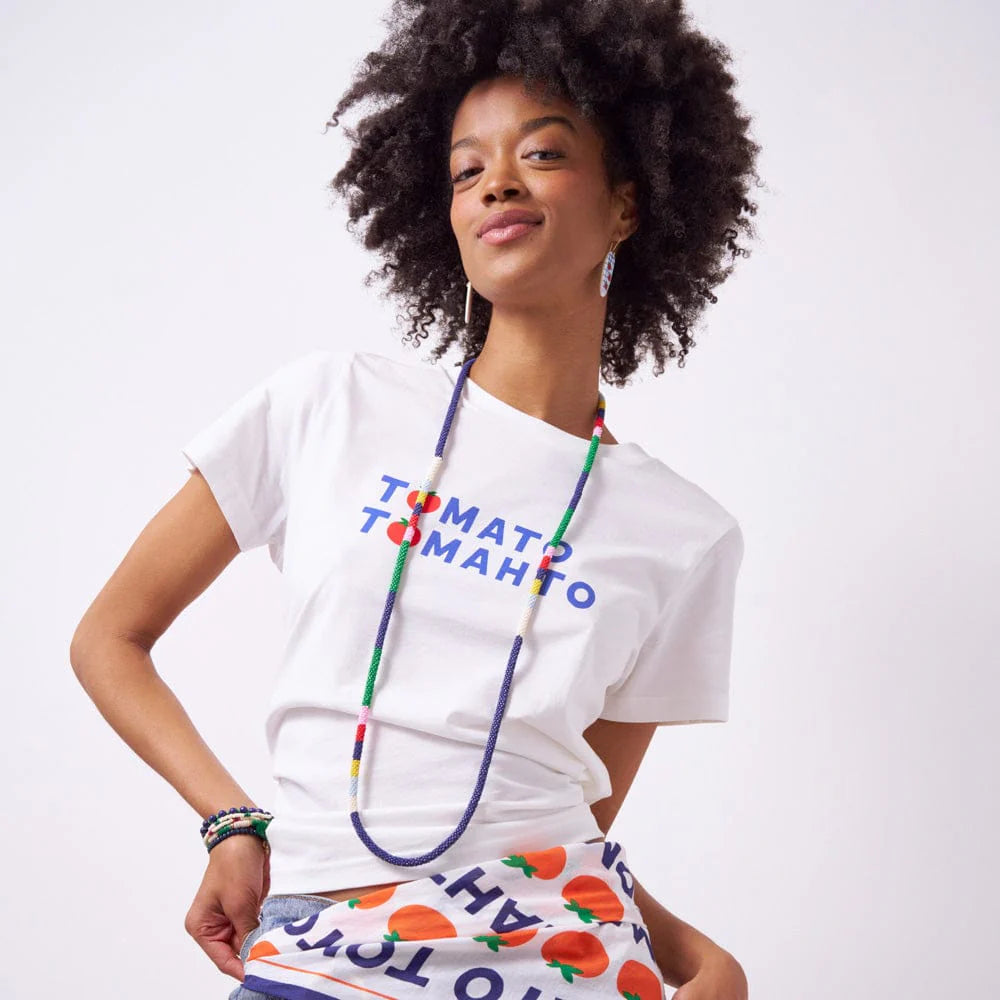 Allie Seed Bead Long Necklace Navy + Multi