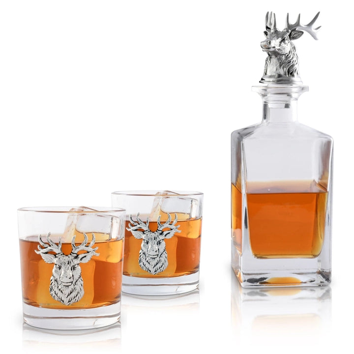 Arthur Court Elk Bust Decanter Set with Glasses